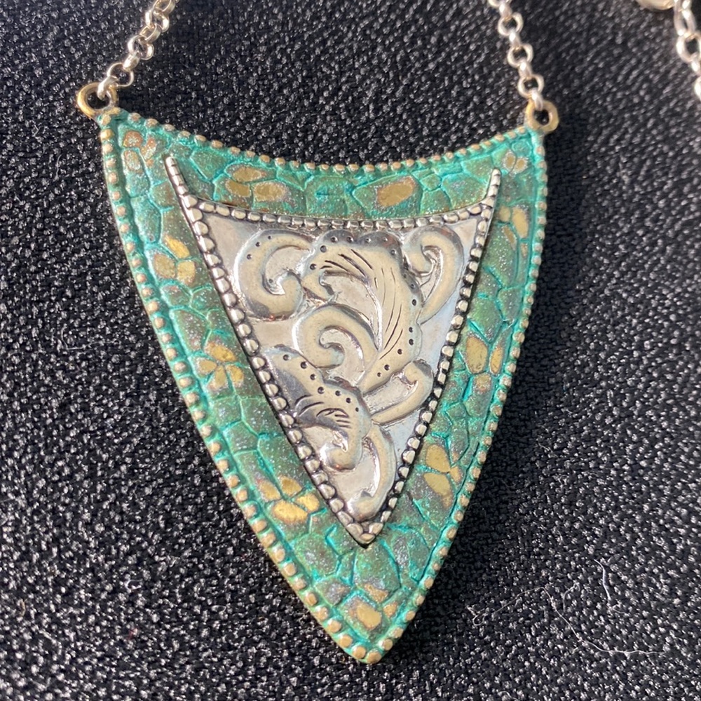 Silpada Patina Shield Necklace N3018.  NIB